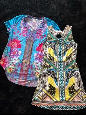 Two for the price of one! Vintage Havana Geometric dress and Nygard cover up